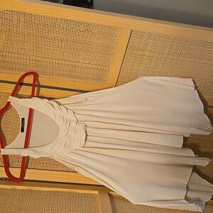 B'leev Cream Asymmetrical Tank Top Ruffle Large